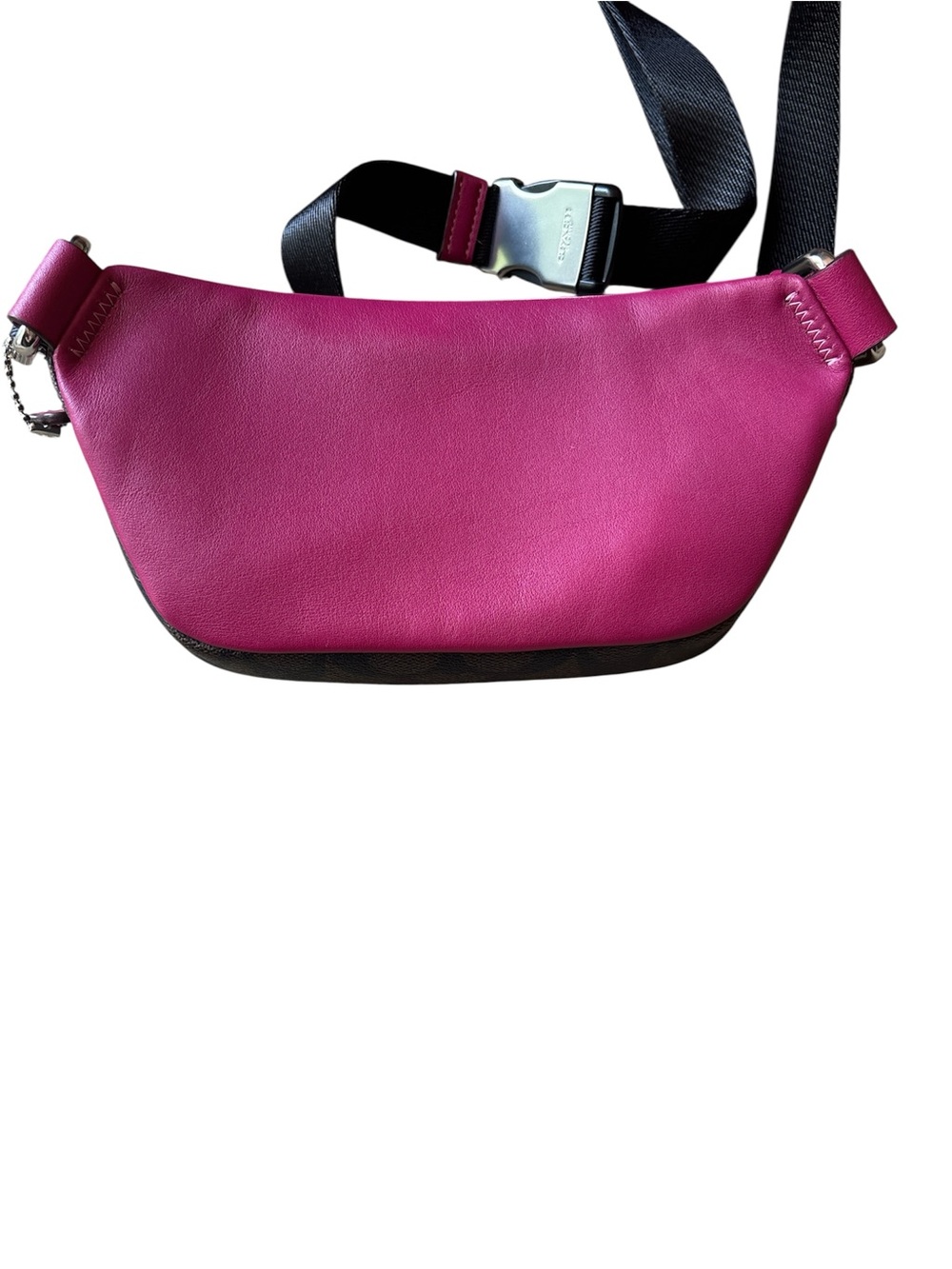 Coach Brown Signature Belt Bag with Hot Pink Leather Accents - Picture 5 of 7